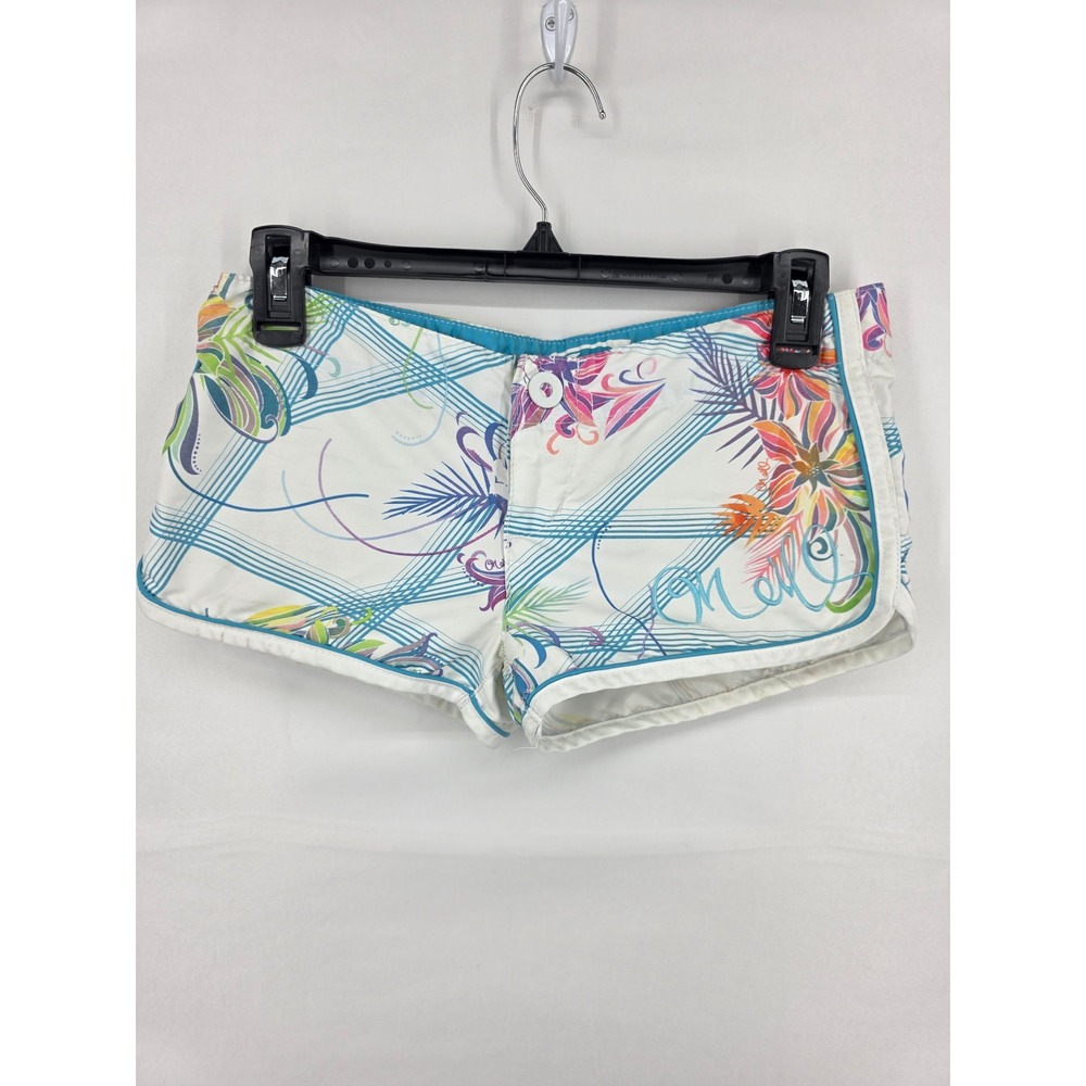 O'Neill Womens Tropical Floral Board Shorts White Blue Pink Size 9 2905